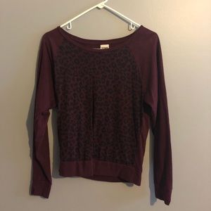 PINK burgundy cheetah long sleeve tee